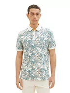 Koszulki męskie - TOM TAILOR Męska koszulka polo, 1035630, 31271, kolor zielony, duży liść, 31271 - Offwhite Green Big Leaf Design, S - miniaturka - grafika 1