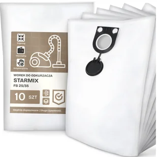 10x Worek do Odkurzacza Starmix Fb 25/35 Syntetyczny Tekstylny Worki G9 - Worki do odkurzaczy - miniaturka - grafika 1
