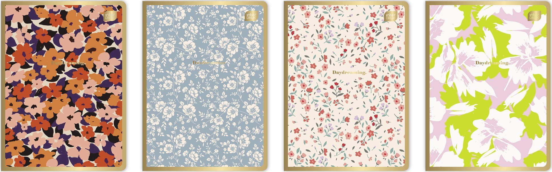 Interdruk Interdruk zeszyt metallic floral 8szt zestaw a5 60 k kratka