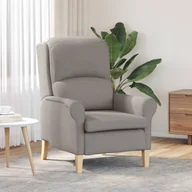 Fotele - vidaXL Nowoczesny Fotel Taupe Tapicerka z Poliestru z Drewnianymi Nogami - miniaturka - grafika 1