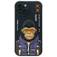 Etui i futerały do telefonów - Etui NIMMY Cool&Cute 2.0 Monkey do Apple iPhone 15 Czarny - miniaturka - grafika 1