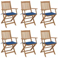 Fotele i krzesła ogrodowe - vidaXL Składane krzesła ogrodowe z poduszkami, 6 szt., drewno akacjowe - miniaturka - grafika 1