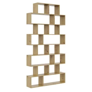 Regał otwarty, ścienny, biblioteczka, 124x18x240 cm, dąb artisan, mat - Regały - miniaturka - grafika 1