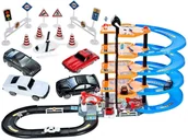 Kolejki i akcesoria - Lt40 Parking 4 Piętrowy Tor Samochodowy Garaż Zjeżdżalnia 5 Pojazdów - miniaturka - grafika 1