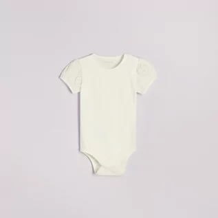 Body dla niemowląt - Reserved Reserved - Body z ażurowymi rękawami - Kremowy - grafika 1