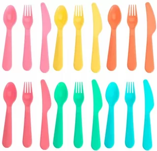 18x SZTUĆCE WIELORAZOWE plastikowe zestaw sztućców - Zestawy sztućców - miniaturka - grafika 1