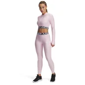 Legginsy - Damskie legginsy treningowe Under Armour Heatgear Rib Legging - różowe - miniaturka - grafika 1