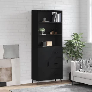 vidaXL Witrynka, czarna, 69,5x34x180 cm, materiał drewnopochodny - Witryny - miniaturka - grafika 1