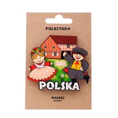 Magnesy - DREWNIANY MAGNES NA LODÓWKĘ FOLK - PARA BAMBERSKA FOLKSTAR - miniaturka - grafika 1