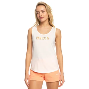 Damska koszulka bez rękawów ROXY LOSING MY MIND J TEES ERJZT05475-WBK0 – Biały - Koszulki i topy damskie - miniaturka - grafika 1