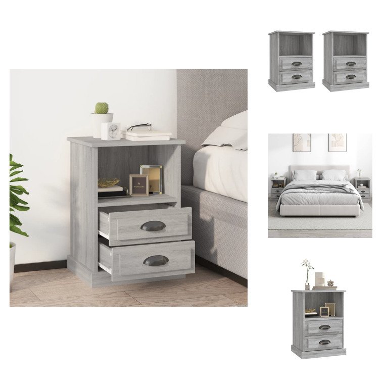 vidaXL Szafki nocne 2 szt. Szara Sonoma 43x36x60 cm - Stoliki nocne