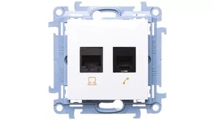 Kontakt Simon Kontakt_Simon Gniazdo RJ45 kat. 6 + gniazdo telefoniczne RJ11 (moduł) biały C6T.01/11 - Gniazdka elektryczne - miniaturka - grafika 1