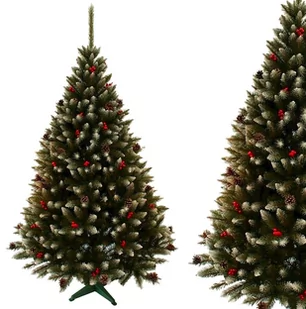 Choinka sztuczna oszroniona z białymi końcówkami z jarzębiną 220 cm - Choinki - miniaturka - grafika 1