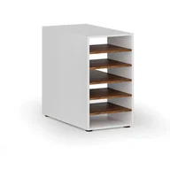 Inne meble biurowe - Szafka za półkami do stołu roboczego PRIMO WHITE, prawa, biały/orzech - miniaturka - grafika 1