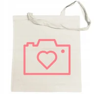Torby i wózki na zakupy - Torba na zakupy nadruk Różowy Aparat Serce - miniaturka - grafika 1