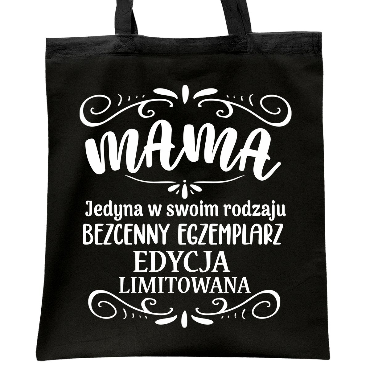 Torba bawełniana czarna na zakupy Dzień Matki Dla Mamy Prezent
