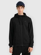 Bluzy męskie - 4F Bluza dresowa rozpinana z kapturem męska - czarna XXL - miniaturka - grafika 1