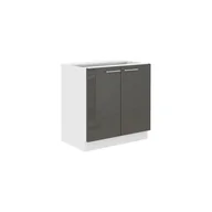 Szafki kuchenne - Szafka Dolna Stojąca 2 Drzwi 80 D 2F Lara Grafit Połysk Stolarz Lempert Grafit, Biały - miniaturka - grafika 1