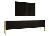 Szafki RTV - Szafka pod telewizor w kolorze dąb Wotan / czarny mat z nogami w kolorze złotym, A: szer: 170 cm cm, wys: 52 cm, gł: 32 cm. Meble pod telewizor, stolik pod telewizor, ława pod telewizor - miniaturka - grafika 1