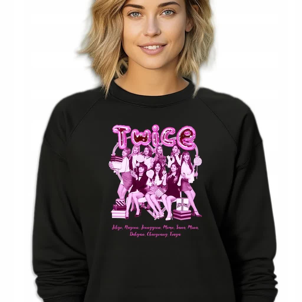 Bluza Damska Czarna TWICE Korea Seoul Hit KPOP Wzory - Rozmiar XL