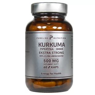 Kurkuma + piperyna + imbir Ekstra strong 60 kapsułek - Pureline Nutrition - Suplementy naturalne - miniaturka - grafika 1