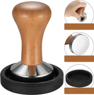 Akcesoria i części do ekspresów do kawy - Tamper do kawy 51 mm ubijak z matą podstawką drewno stal wytrzymały solidny - miniaturka - grafika 1