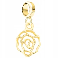 Bransoletki - Charms Złoty Róża Kwiatek Blaszka z Kwiatkiem Kwiat Tulipan SREBRO 925 - miniaturka - grafika 1