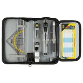 Kompasy - Idena 20066 - Kompasy w etui, 11 sztuk, z zestawem kwadratów, linijką, zapasowymi końcówkami do kompasu, ołówkiem mechanicznym i zapasowymi końcówkami, planem lekcji, gumką i temperówką - miniaturka - grafika 1