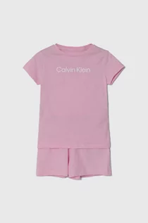 Piżamy dla dziewczynek - Calvin Klein Underwear piżama bawełniana dziecięca kolor różowy z nadrukiem - grafika 1