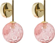 Oprawy, klosze i abażury - BELIANI Zestaw 2 lamp ściennych różowy i złoty metalowy szklany klosz nowoczesny glam wygląd - miniaturka - grafika 1