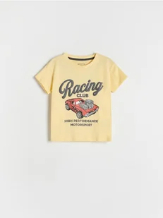 Reserved - Bawełniany t-shirt z nadrukiem - jasnożółty - Bluzki dla niemowląt - miniaturka - grafika 1
