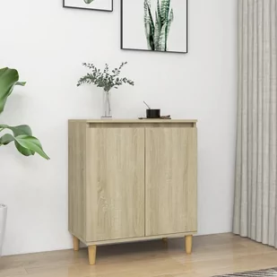 vidaXL Szafka z drewnianymi nóżkami, dąb Sonoma, 60x35x70 cm, płyta - Szafki do salonu - miniaturka - grafika 1