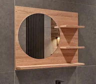 Lustra - HAJDUK FURNITURE Lustro Łazienkowe z 3 Półkami Sonoma 60 x 50 cm Lustro Łazienkowe Okrągłe Średnica 40 cm - Lustro z Półkami po Prawej Stronie - miniaturka - grafika 1