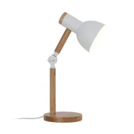 Lampy stojące - Lampka biurkowa drewniana Balbo biała - miniaturka - grafika 1