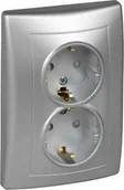 Gniazdka elektryczne - Schneider Electric Sedna Gniazdo podwójne SCHUKO aluminium SDN3000460 - miniaturka - grafika 1