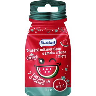 Dosfarm Drażetki odświeżające z witaminą C, smak arbuz i mięta, 15 g - Witaminy i minerały Dosfarm Drażetki odświeżające z witaminą C, smak arbuz i mięta, 15 g - Witaminy i minerały - miniaturka - grafika 1