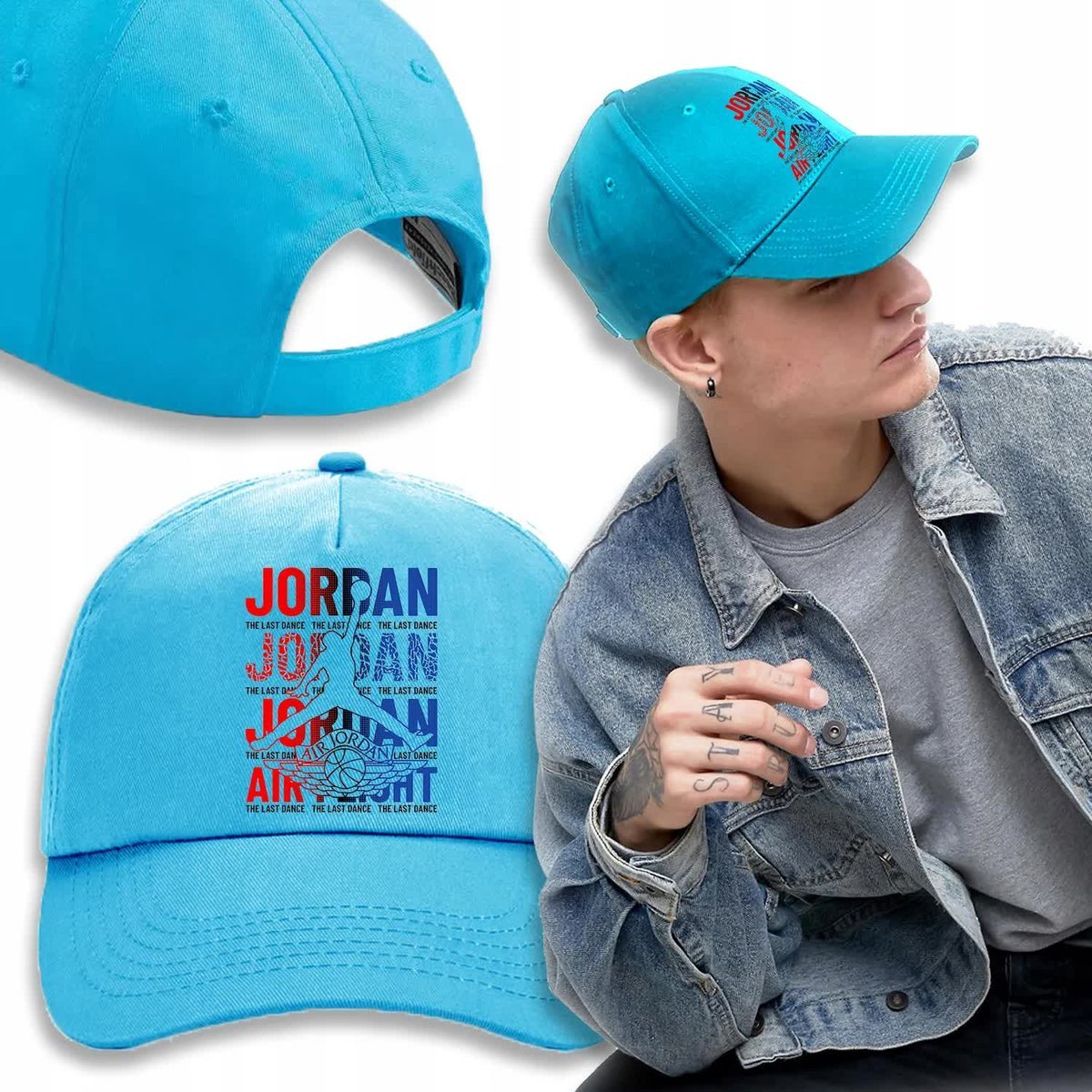 CZAPKA Niebieska Daszek Na Wiosnę JORDAN Wzory