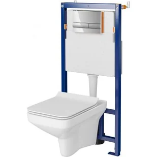 Zestaw Cersanit Como SET B624 miska WC CleanOn wisząca z deską wolnoopadającą Slim i stelaż podtynkowy Tech Line Opti z przyciskiem - Stelaże i zestawy podtynkowe do WC - miniaturka - grafika 1