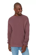 Bluzy męskie - Trendyol Męska bluza z okrągłym dekoltem, gładka, oversize, różowy, M, różowy, M - miniaturka - grafika 1