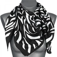 Apaszki i szaliki damskie - Chusta damska apaszka satynowa ZEBERKA MDB-57B czarna - miniaturka - grafika 1