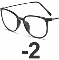 Okulary korekcyjne, oprawki, szkła - Okulary kujonki korekcyjne minusy czarne -2 - miniaturka - grafika 1