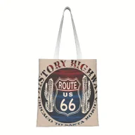 Torebki damskie - TEMU Torba Vintage - Wielorazowa Torba na Zakupy z Retro Designem Americana, Stałe Paski na Ramię i Otwarty Górny Rozkładany Dzióbek do Codziennego - miniaturka - grafika 1