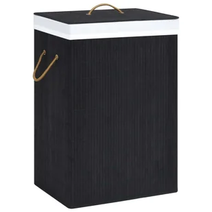 The Living Store Bambusowy kosz na pranie z 2 przegrodami Czarny 72 L - Kosze na bieliznę - miniaturka - grafika 1