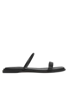 Calvin Klein Klapki Flat Sandal Squared 2-Bar Lth HW0HW02532 Czarny - Klapki i japonki damskie - miniaturka - grafika 1