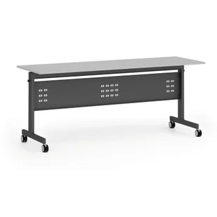 Mobilny stół PRIMO MOBI, 1800 x 600 mm, podstawa czarna, szary - Biurka - miniaturka - grafika 1