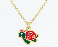 Biżuteria dla dzieci - Naszyjnik Turtli Heart [Żółwik: czerwony] Złoty z Sercem dla Dziewczynki Stal 316L Prezent - miniaturka - grafika 1