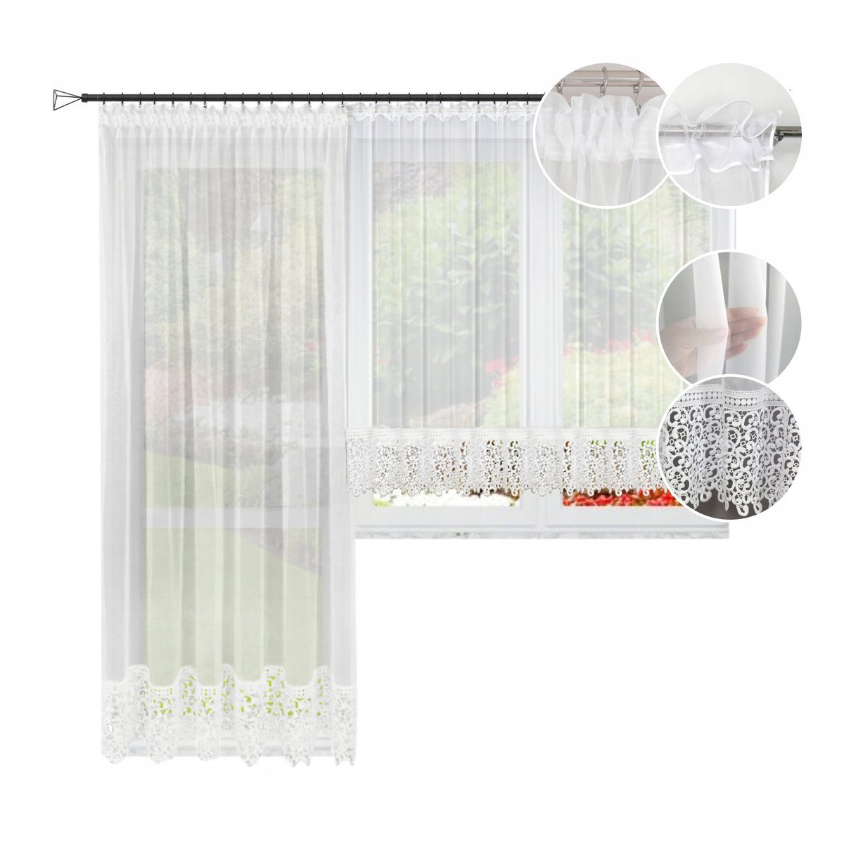 KOMPLET FIRAN 150x400 250x200 na okno balkonowe do bloku z gipiurą 20 cm