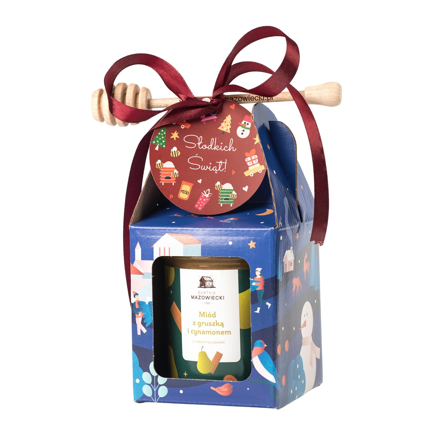 Bartnik Mazowiecki Miód z gruszką i cynamonem w świątecznym opakowaniu