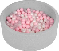 Suche baseny - Selonis suchy basen okrągły z piłeczkami 6cm jasnoszary: pudrowy róż-perła-transparent 90x30cm/200piłek zabawka basen piankowy - miniaturka - grafika 1