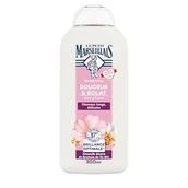 Szampony do włosów - Le Petit Marseillais | Szampon do miękkości i połysku ze słodkich migdałów i organicznych nasion lnu (butelka 300 ml) - Szampon do długich i delikatnych włosów - Optymalny połysk pielęgnacja włosów - miniaturka - grafika 1